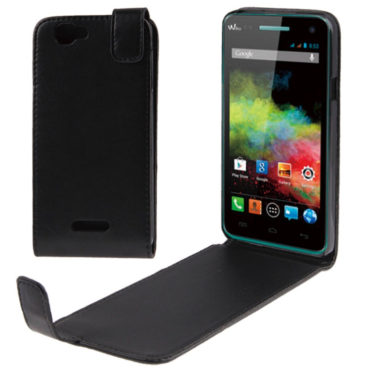Vertical Flip Leather Case for Wiko Rainbow(Black)