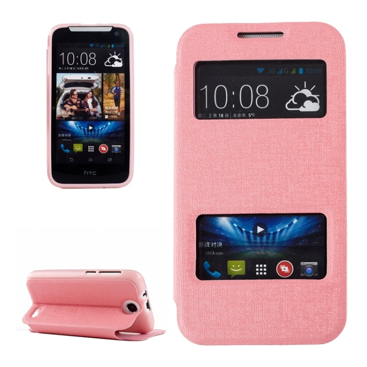 Oracle Texture Horizontal Flip Leather Case with Call Display ID & Holder for HTC Desire 310