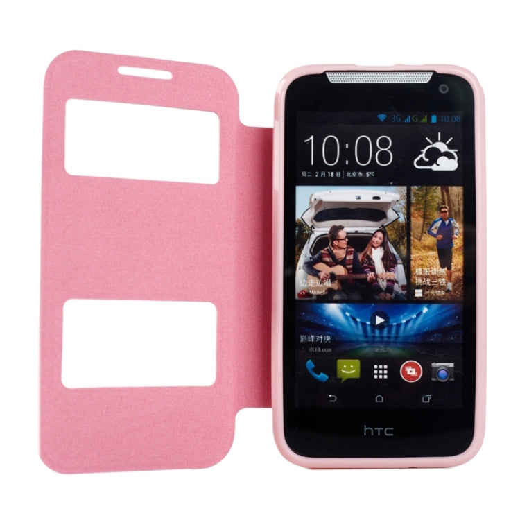 Oracle Texture Horizontal Flip Leather Case with Call Display ID & Holder for HTC Desire 310