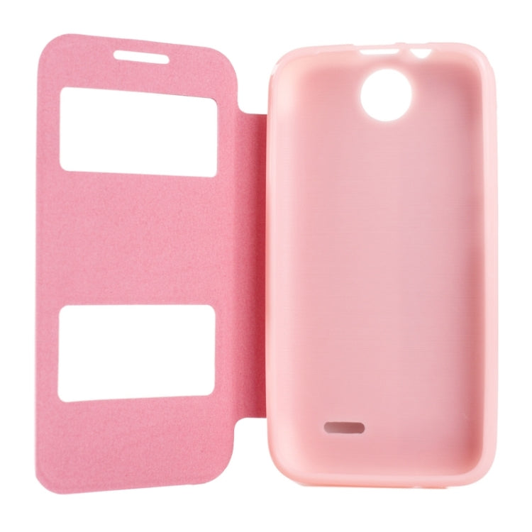 Oracle Texture Horizontal Flip Leather Case with Call Display ID & Holder for HTC Desire 310