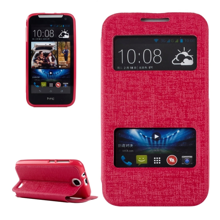 Oracle Texture Horizontal Flip Leather Case with Call Display ID & Holder for HTC Desire 310