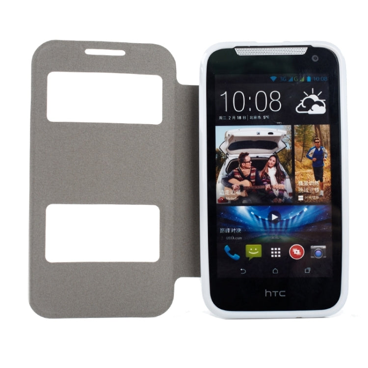 Oracle Texture Horizontal Flip Leather Case with Call Display ID & Holder for HTC Desire 310