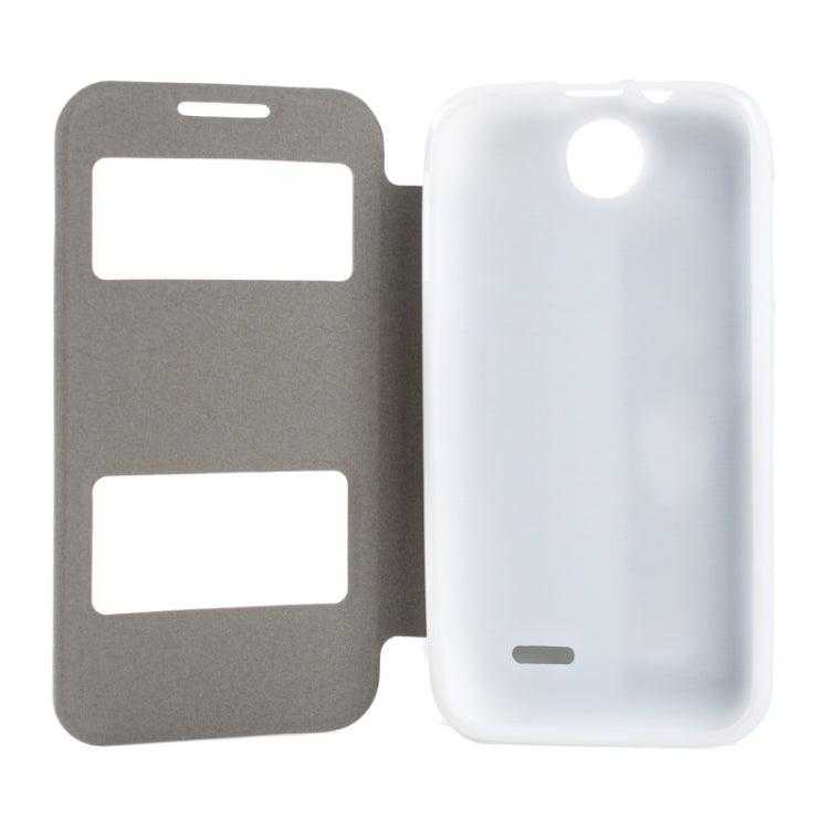 Oracle Texture Horizontal Flip Leather Case with Call Display ID & Holder for HTC Desire 310