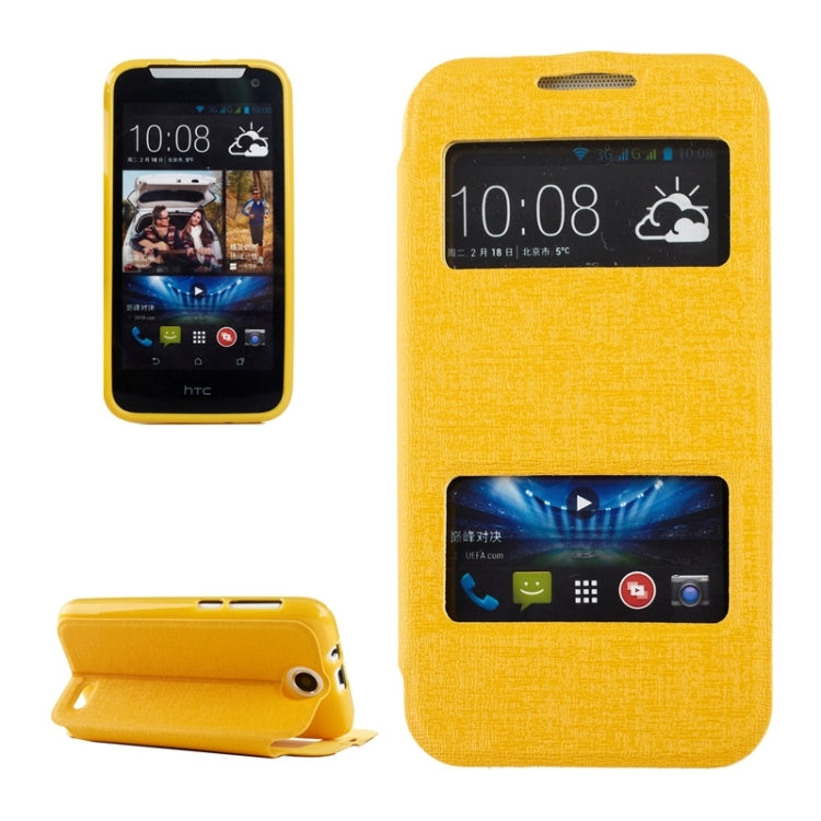 Oracle Texture Horizontal Flip Leather Case with Call Display ID & Holder for HTC Desire 310