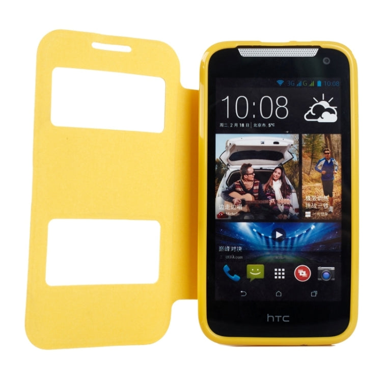 Oracle Texture Horizontal Flip Leather Case with Call Display ID & Holder for HTC Desire 310