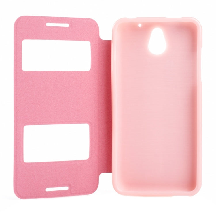 Oracle Texture Horizontal Flip Leather Case with Call Display ID & Holder for HTC Desire 610