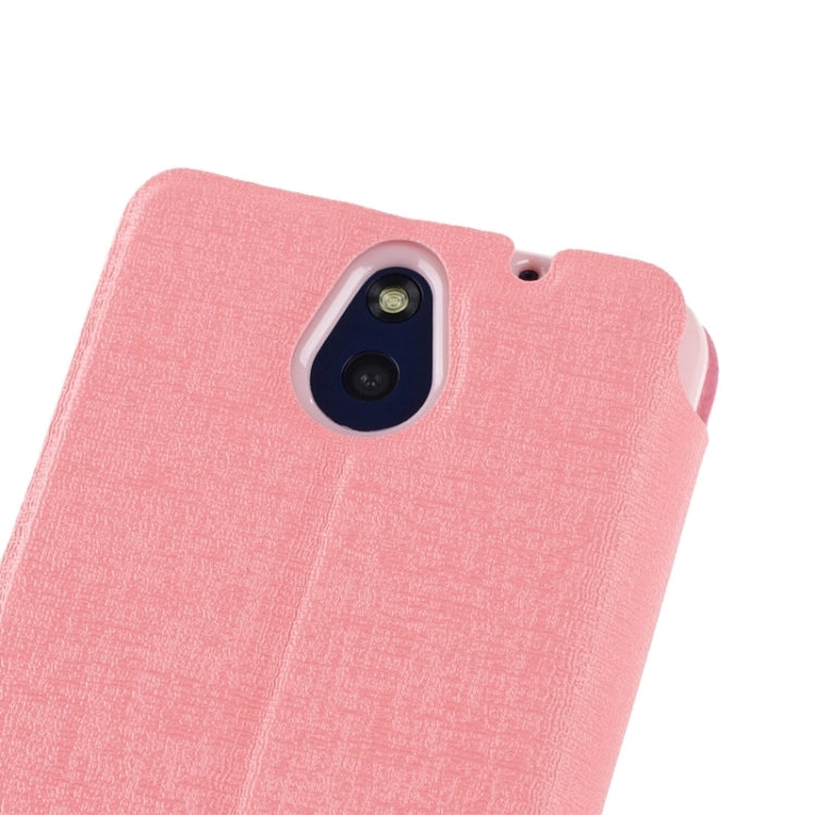 Oracle Texture Horizontal Flip Leather Case with Call Display ID & Holder for HTC Desire 610