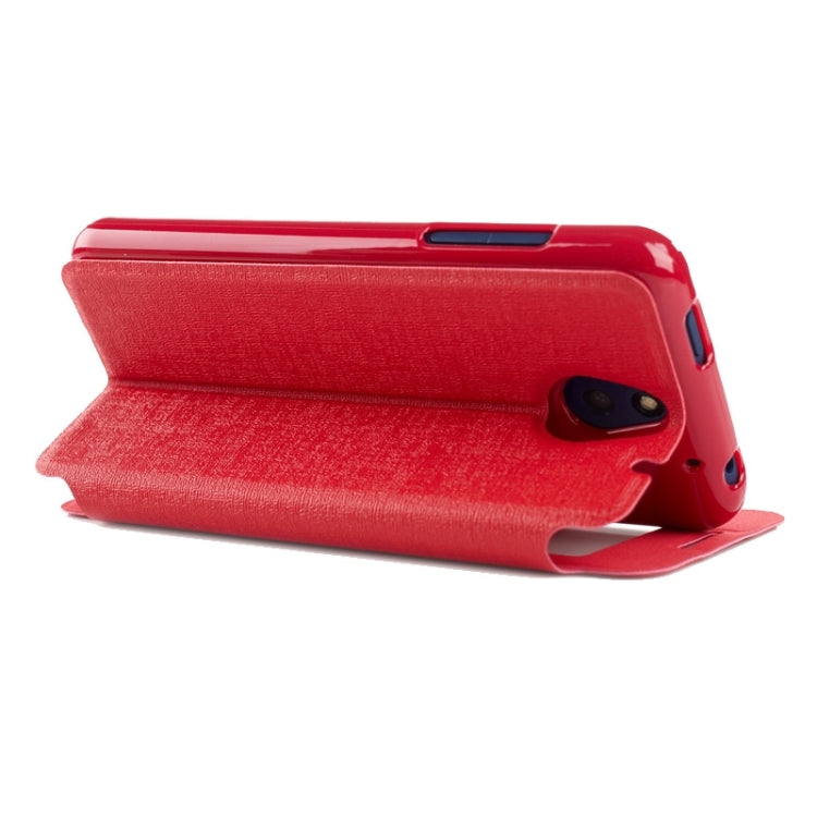 Oracle Texture Horizontal Flip Leather Case with Call Display ID & Holder for HTC Desire 610