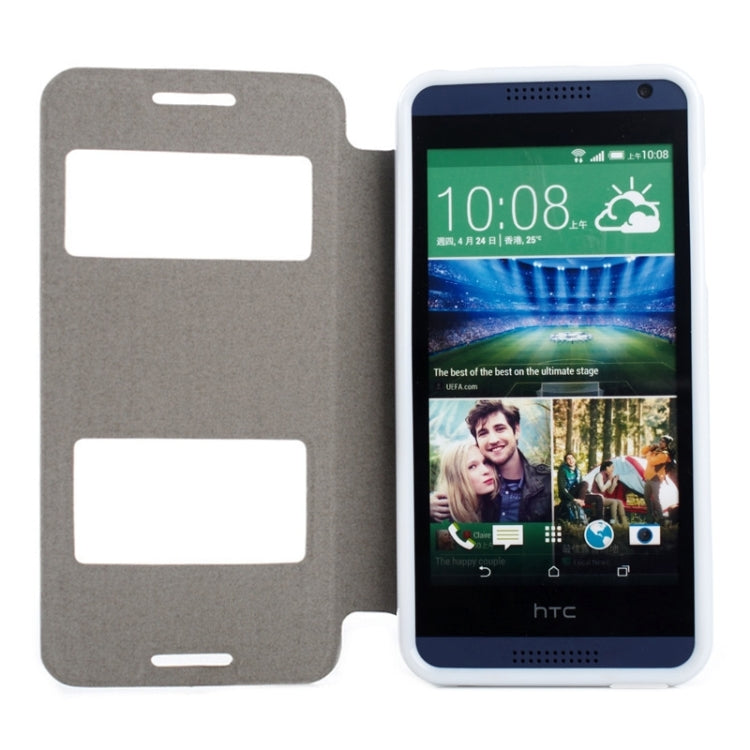 Oracle Texture Horizontal Flip Leather Case with Call Display ID & Holder for HTC Desire 610