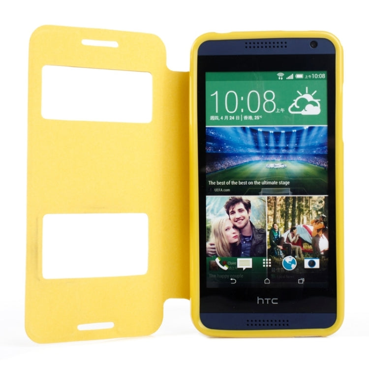 Oracle Texture Horizontal Flip Leather Case with Call Display ID & Holder for HTC Desire 610