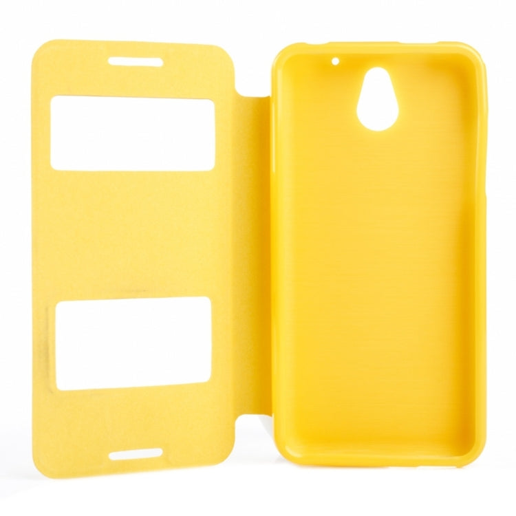 Oracle Texture Horizontal Flip Leather Case with Call Display ID & Holder for HTC Desire 610