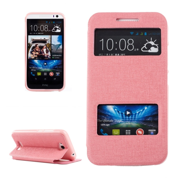 Oracle Texture Horizontal Flip Leather Case with Call Display ID & Holder for HTC Desire 616 / D616W
