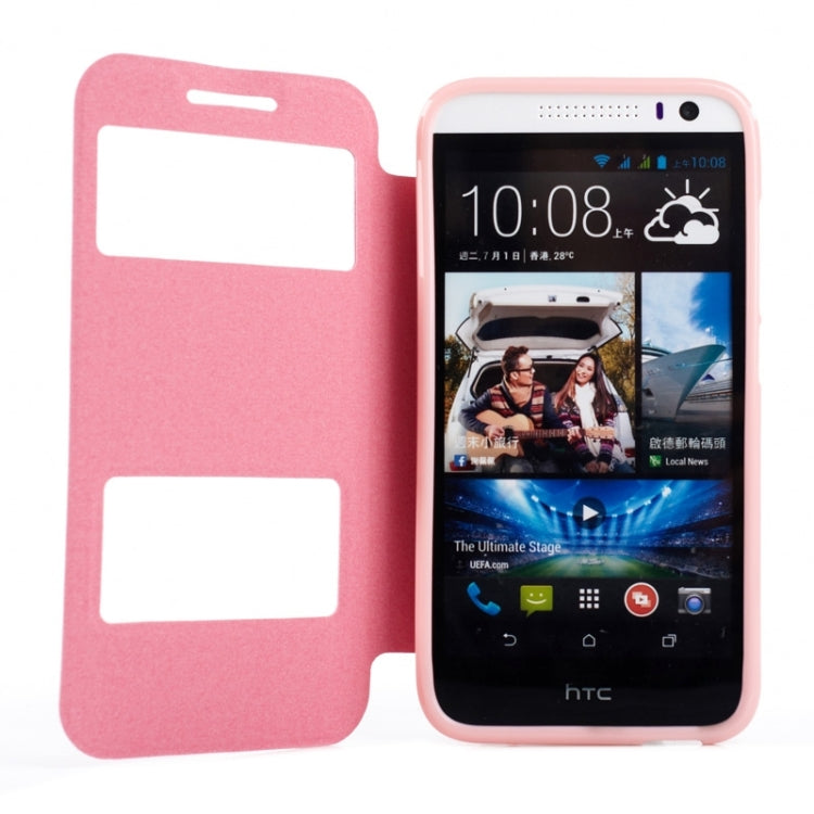 Oracle Texture Horizontal Flip Leather Case with Call Display ID & Holder for HTC Desire 616 / D616W