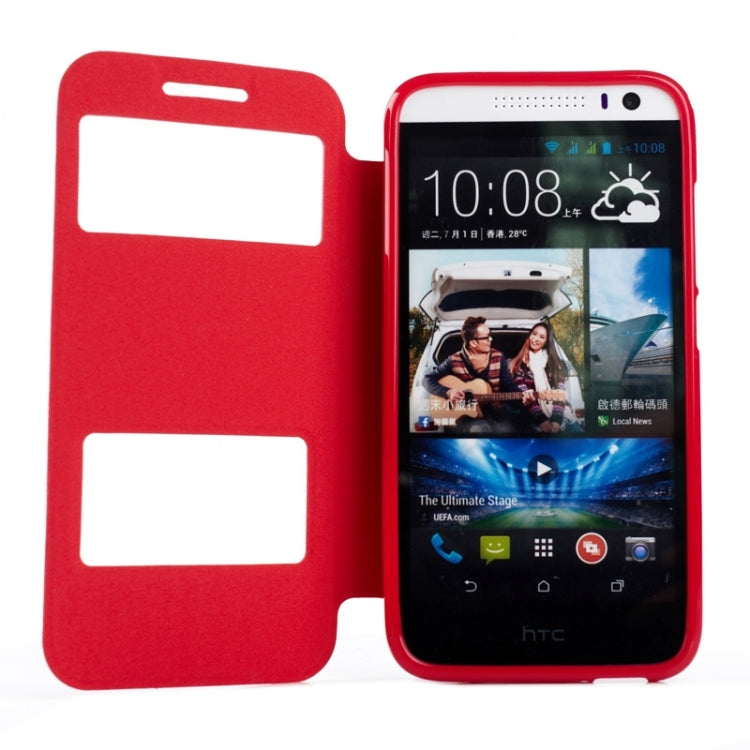 Oracle Texture Horizontal Flip Leather Case with Call Display ID & Holder for HTC Desire 616 / D616W