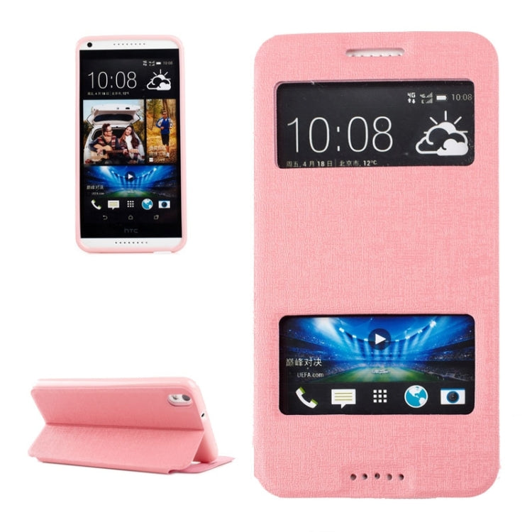 Oracle Texture Horizontal Flip Leather Case with Call Display ID & Holder for HTC Desire 816 / 800