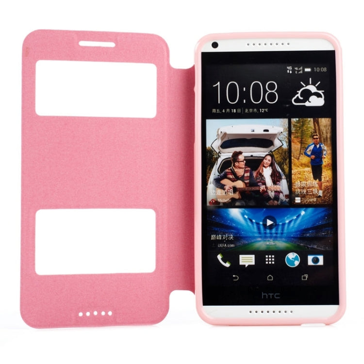Oracle Texture Horizontal Flip Leather Case with Call Display ID & Holder for HTC Desire 816 / 800