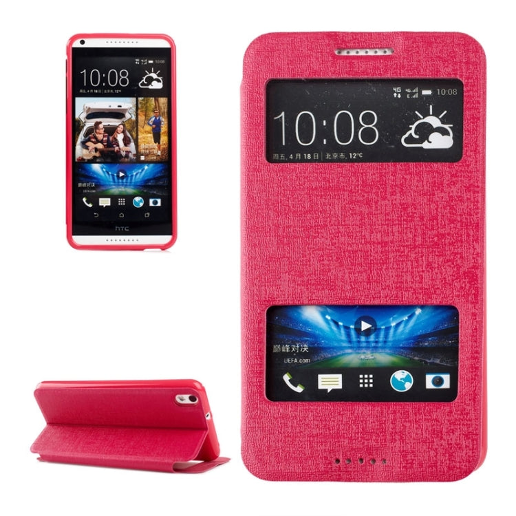 Oracle Texture Horizontal Flip Leather Case with Call Display ID & Holder for HTC Desire 816 / 800