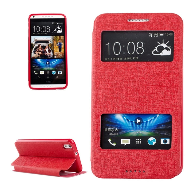 Oracle Texture Horizontal Flip Leather Case with Call Display ID & Holder for HTC Desire 816 / 800