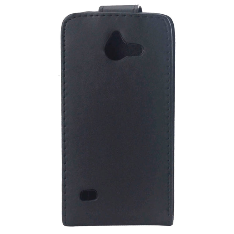 Vertical Flip Magnetic Button Leather Case for Huawei Ascend Y550(Black)