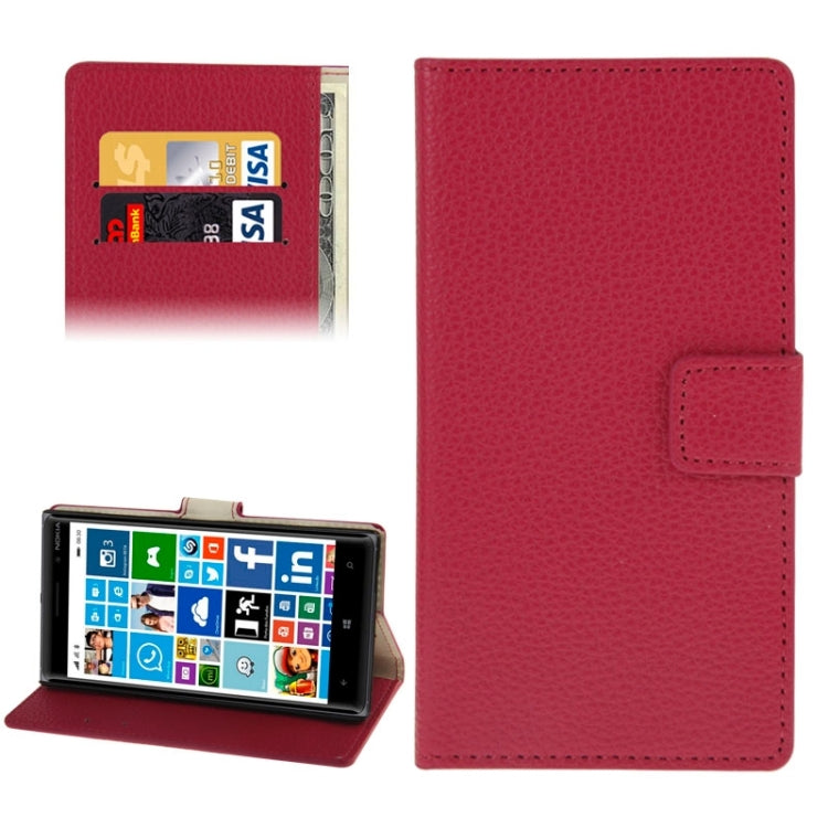 Litchi Texture Leather Case with Holder & Card Slots & Wallet for Nokia Lumia 830(Magenta)