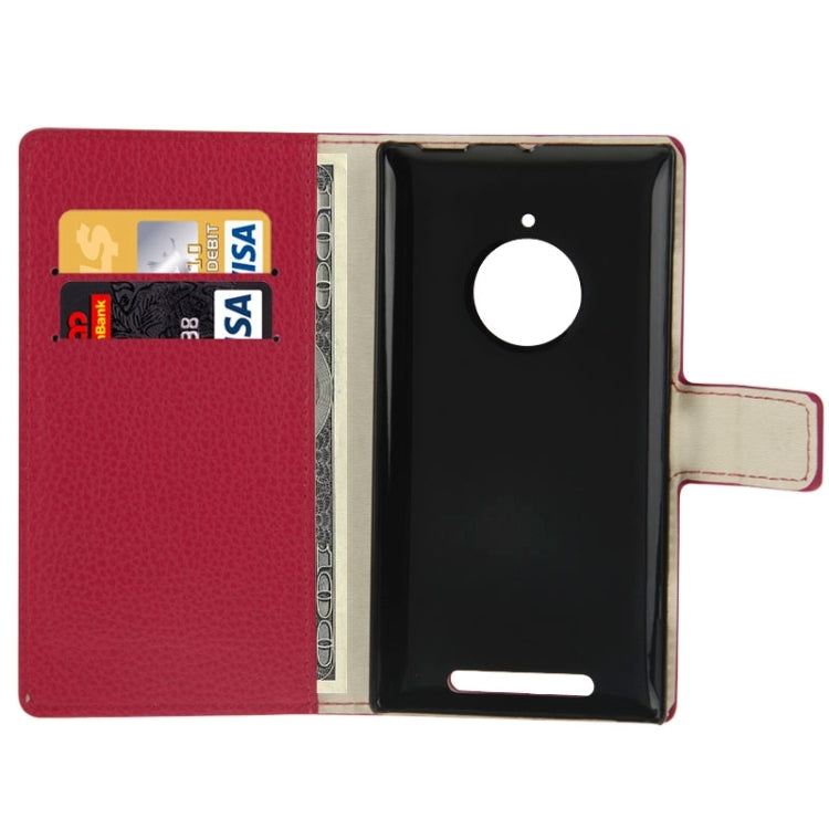 Litchi Texture Leather Case with Holder & Card Slots & Wallet for Nokia Lumia 830(Magenta)