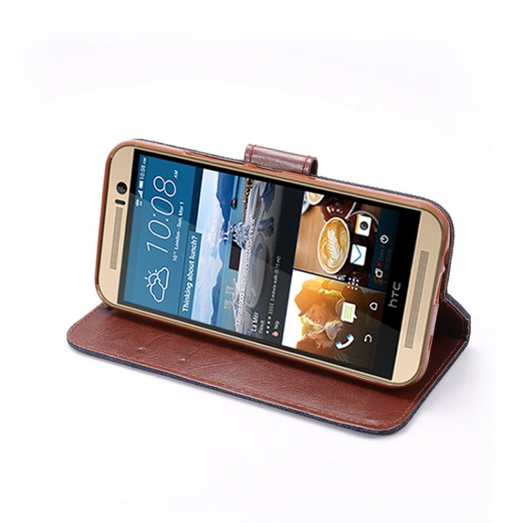 Denim Texture Leather Case with Holder & Card Slots for HTC M9