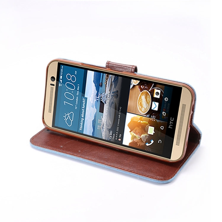 Denim Texture Leather Case with Holder & Card Slots for HTC M9