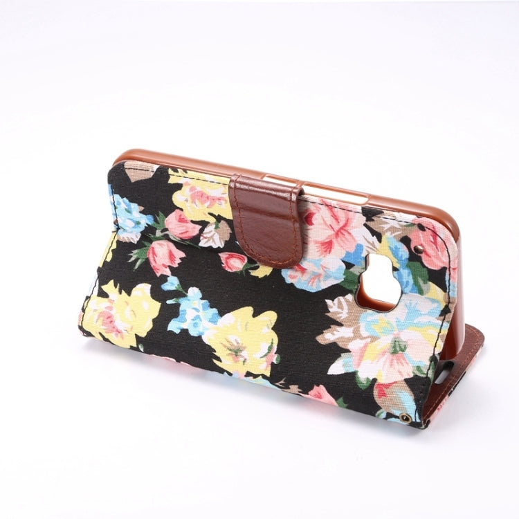 Flower Pattern Cloth Texture Leather Case with Holder & Card Slots for HTC M9