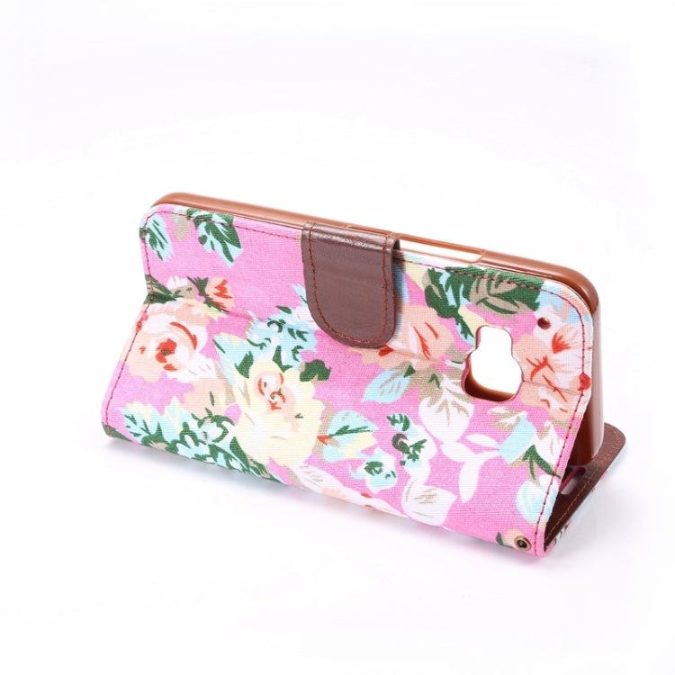 Flower Pattern Cloth Texture Leather Case with Holder & Card Slots for HTC M9