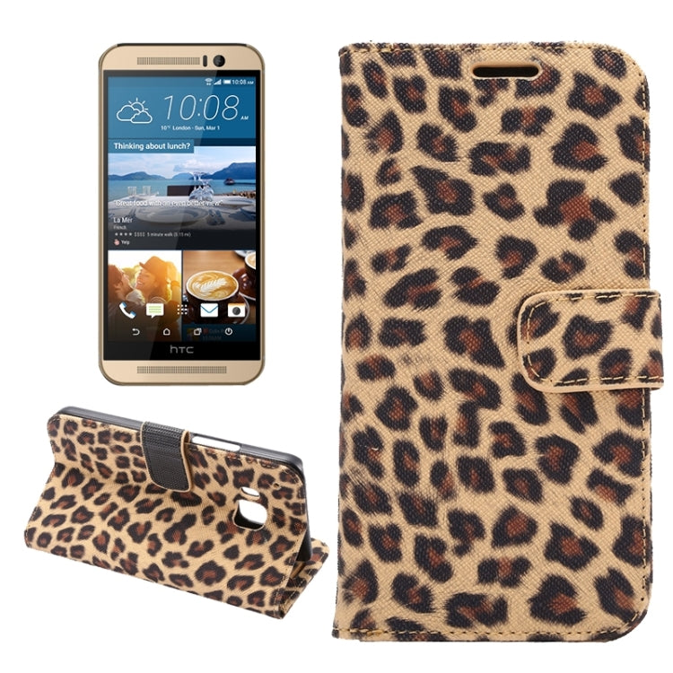 Leopard Texture Leather Case with Holder & Card Slots & Wallet for HTC M9(Yellow)
