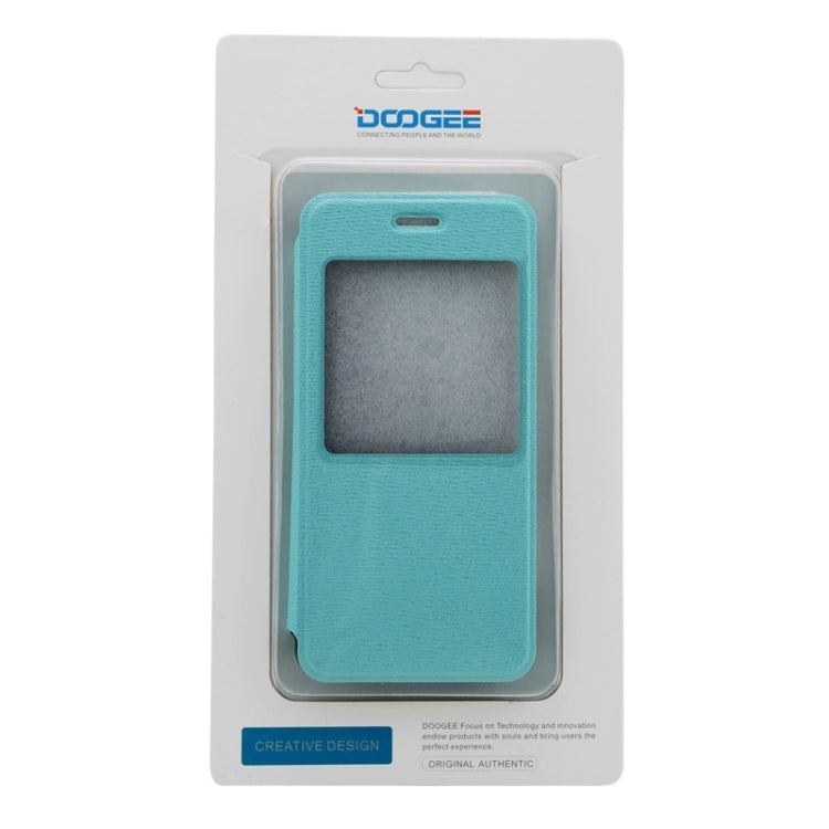 Leather Case with Caller ID Display for DOOGEE Valencia DG800(Blue)