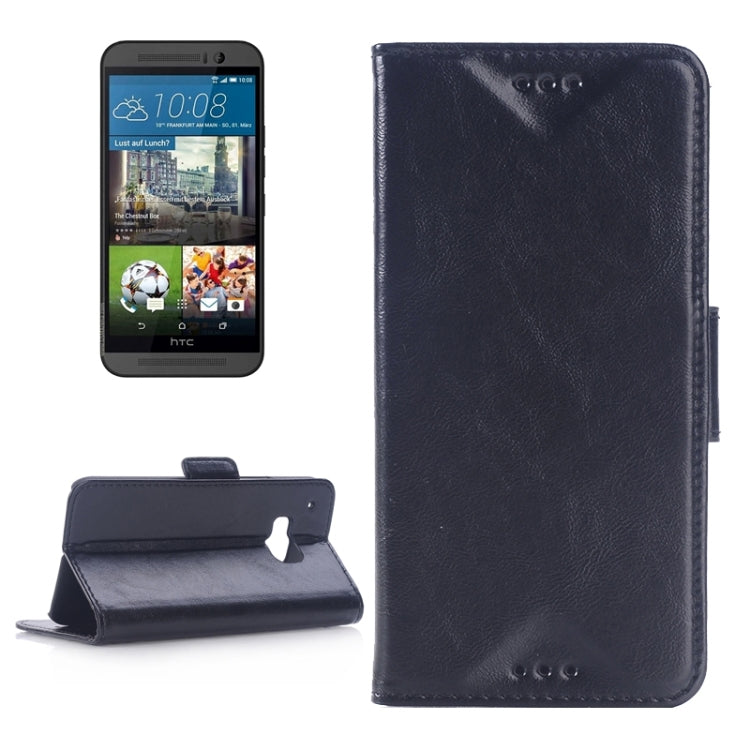 Oil Skin Texture Leather Case with Holder & Card Slots & Wallet for HTC One M9