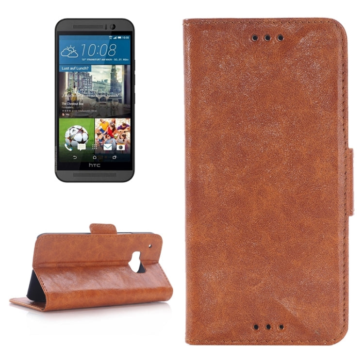 Oil Skin Texture Leather Case with Holder & Card Slots & Wallet for HTC One M9
