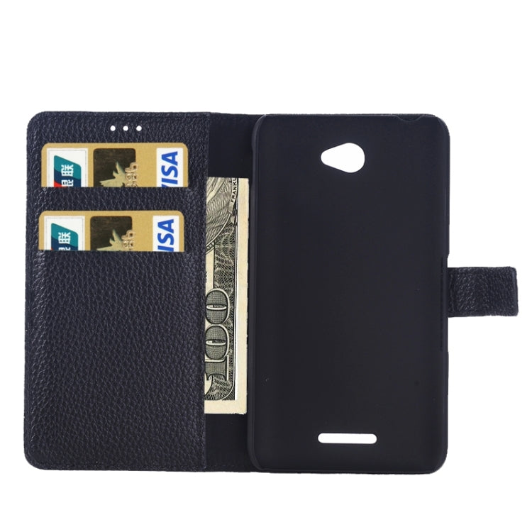 Litchi Texture Leather Case with Holder & Card Slots & Wallet for Sony Xperia E4