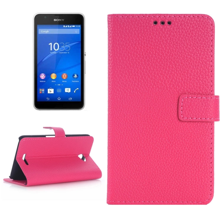 Litchi Texture Leather Case with Holder & Card Slots & Wallet for Sony Xperia E4