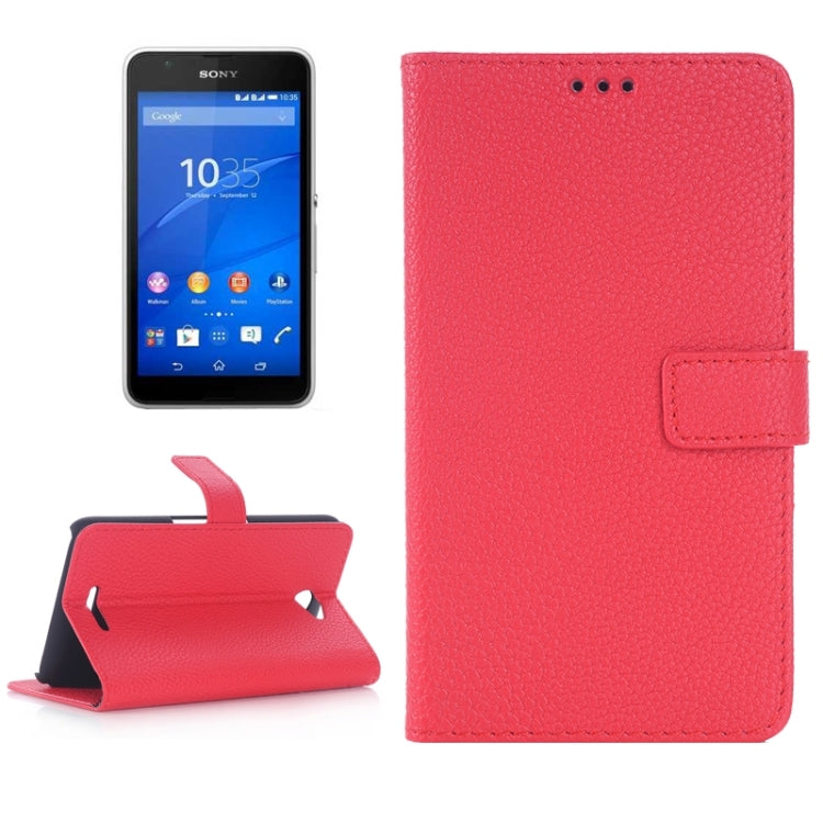 Litchi Texture Leather Case with Holder & Card Slots & Wallet for Sony Xperia E4