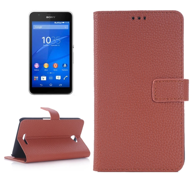 Litchi Texture Leather Case with Holder & Card Slots & Wallet for Sony Xperia E4