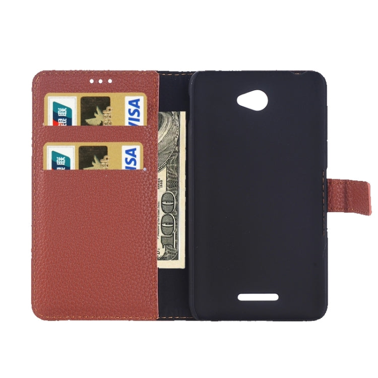 Litchi Texture Leather Case with Holder & Card Slots & Wallet for Sony Xperia E4