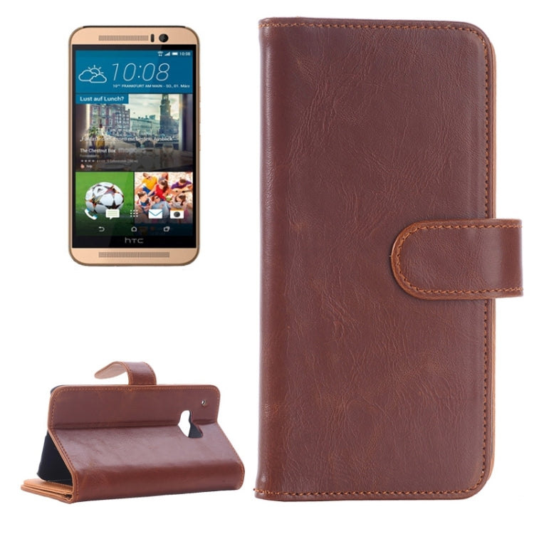Horizontal Flip Magnetic Buckle Leather Case with Holder & Card Slots & Wallet for HTC One M9