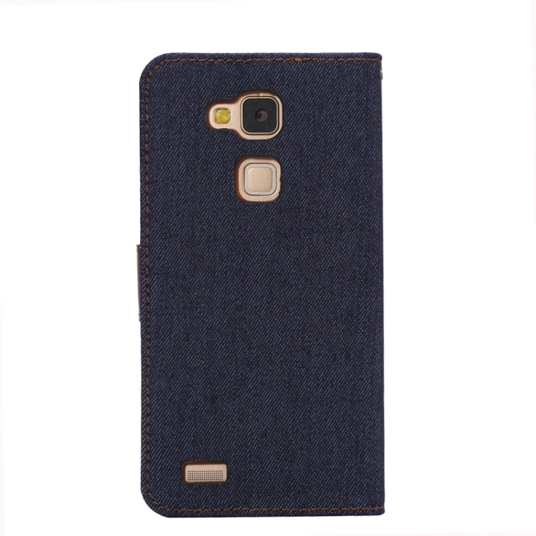 Denim Cloth Magnetic Snap Flip Leather Case with Holder and Card Slots for Huawei Ascend Mate 7 / MT7(Black)