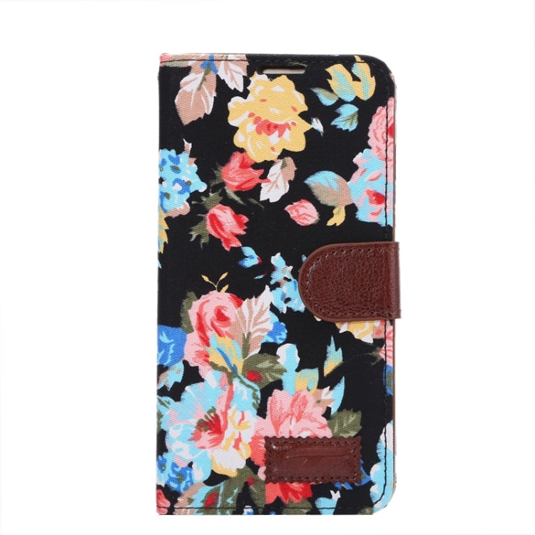 Floral Cloth Magnetic Snap Flip Leather Case with Holder and Card Slots for Huawei Ascend Mate 7 / MT7