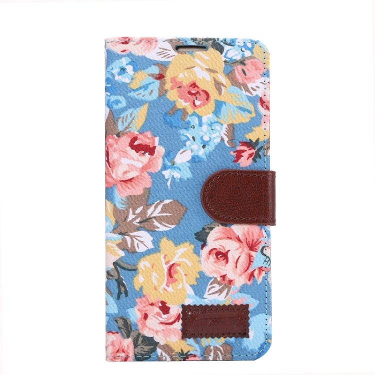Floral Cloth Magnetic Snap Flip Leather Case with Holder and Card Slots for Huawei Ascend Mate 7 / MT7