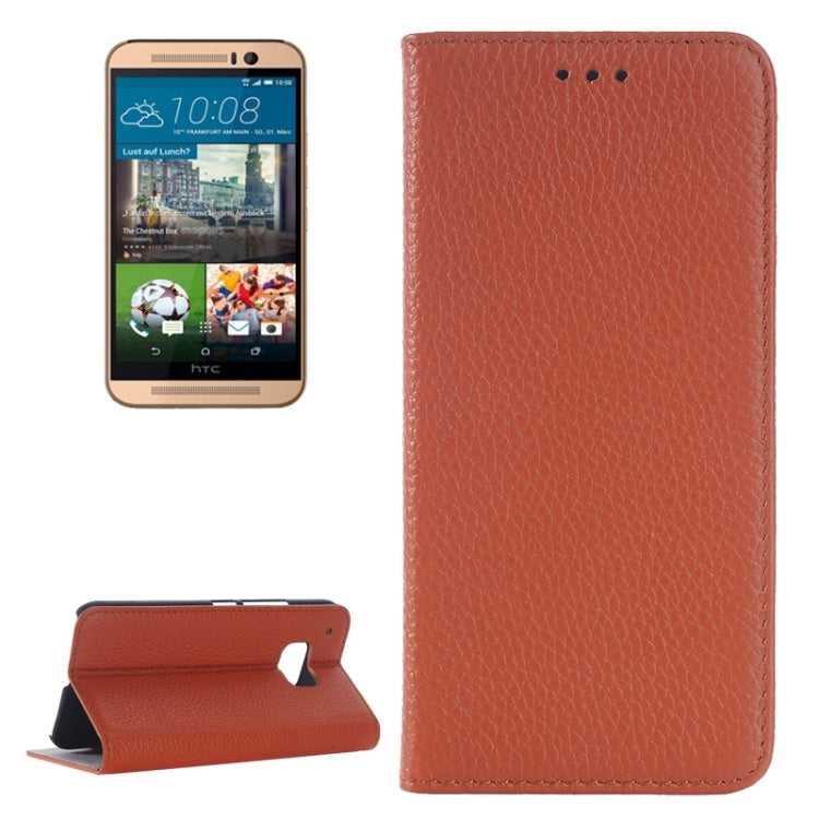 Litchi Texture Horizontal Flip Genuine Leather Case with Card Slot for HTC One M9