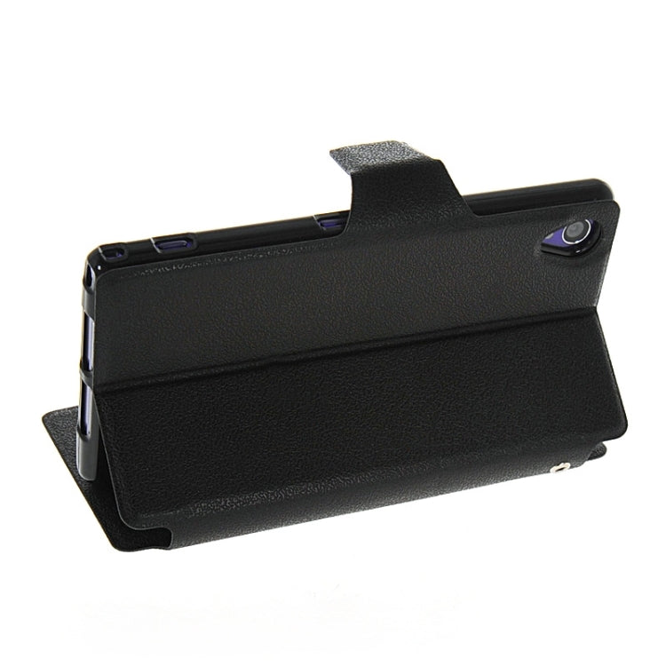 Magnetic Snap Flip Leather Case with Holder & Windows for Sony Xperia Z1 / L39H