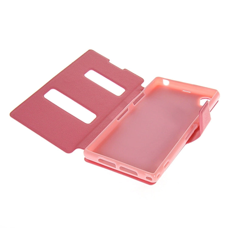 Magnetic Snap Flip Leather Case with Holder & Windows for Sony Xperia Z1 / L39H