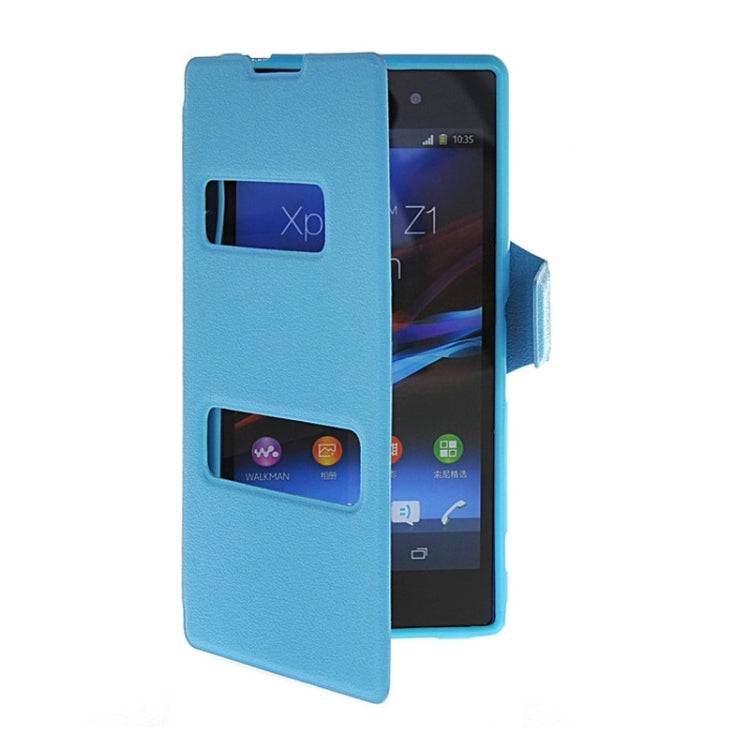 Magnetic Snap Flip Leather Case with Holder & Windows for Sony Xperia Z1 / L39H