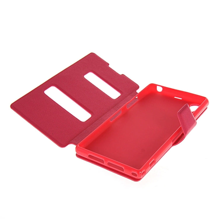 Magnetic Snap Flip Leather Case with Holder & Windows for Sony Xperia Z1 / L39H