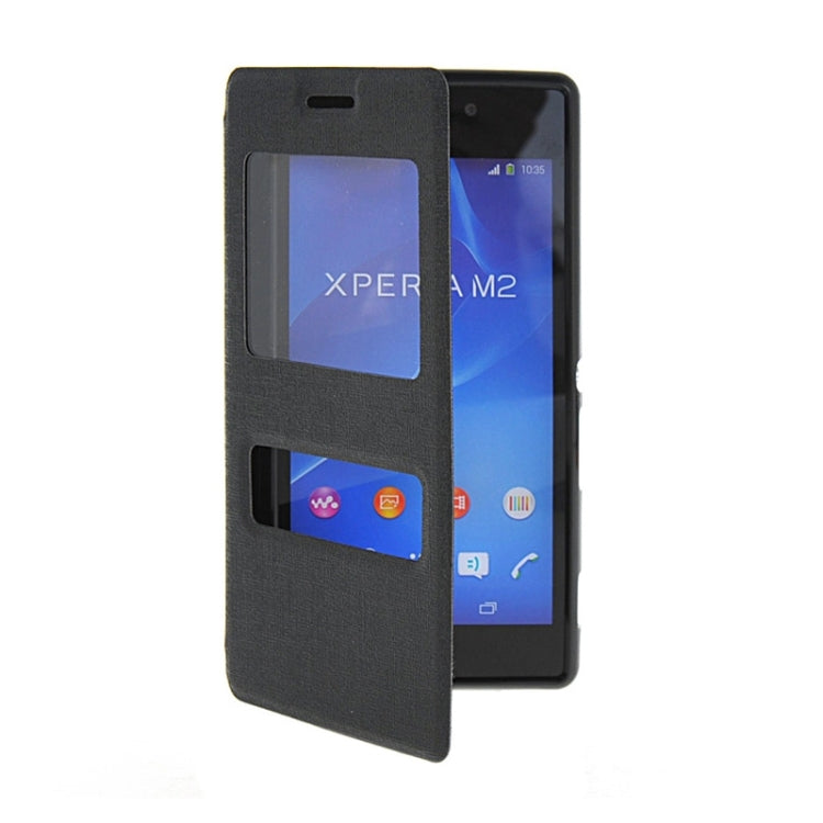 Oracle Texture Flip Leather Case with Holder & Caller ID Window for Sony Xperia M2