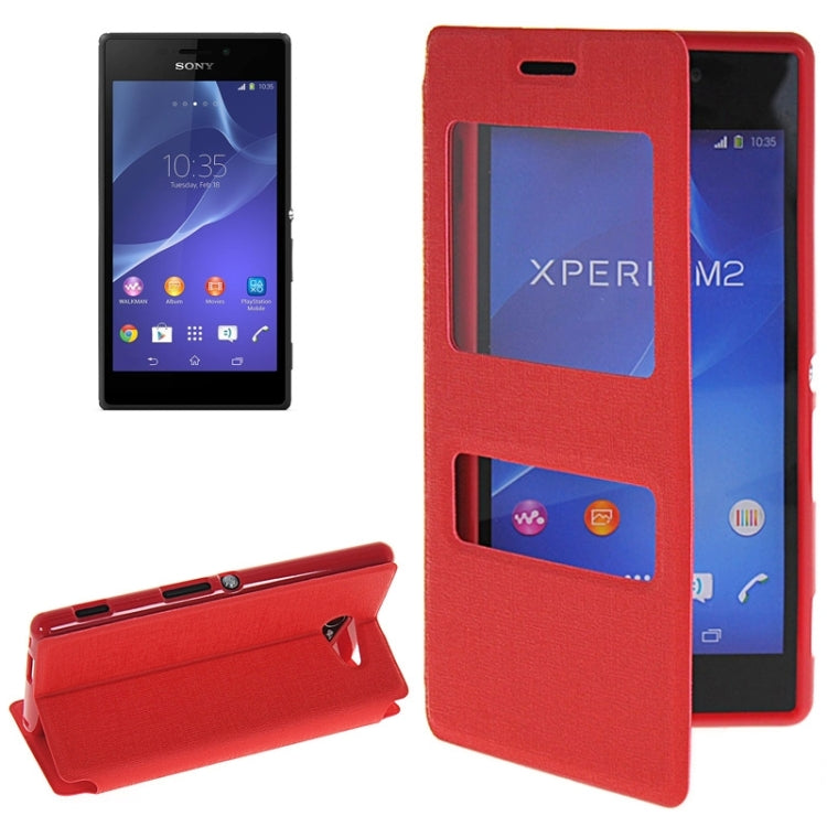 Oracle Texture Flip Leather Case with Holder & Caller ID Window for Sony Xperia M2
