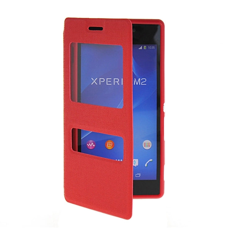 Oracle Texture Flip Leather Case with Holder & Caller ID Window for Sony Xperia M2